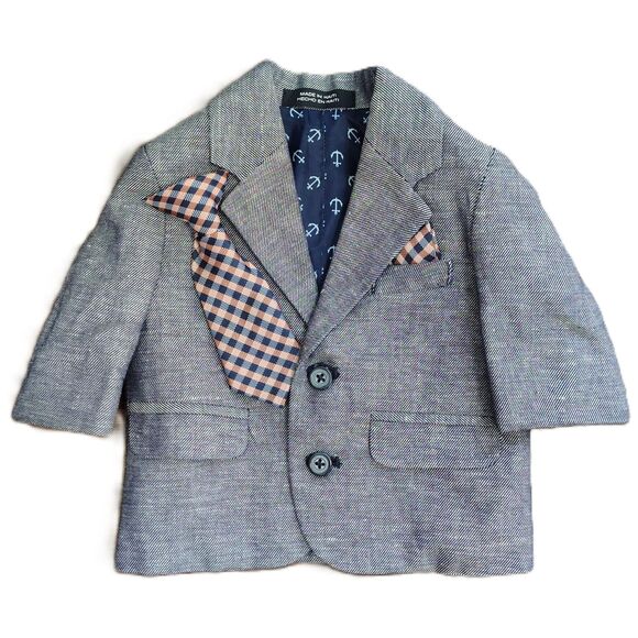 Nautica Baby Boy Blue Suit Coat & Tie Infant Sz Newborn 0-3 Months Photo Prop - Picture 1 of 6